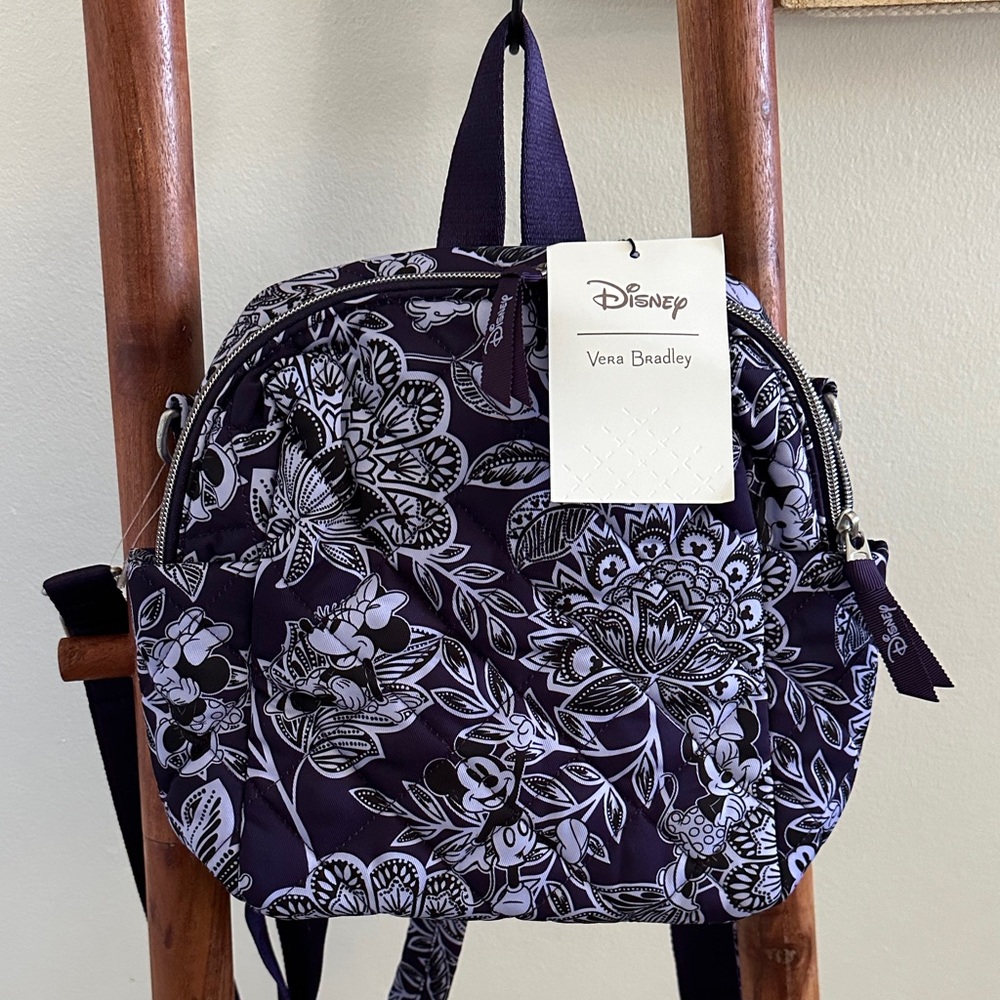 NWT Disney Convertible Small Backpack - Mickey & Minnie’s Flirty Floral Tonal